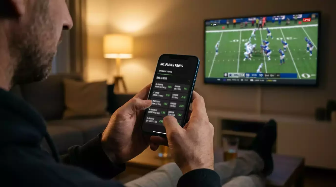 NFL player props over under odds displayed on a UK bookmaker app screen