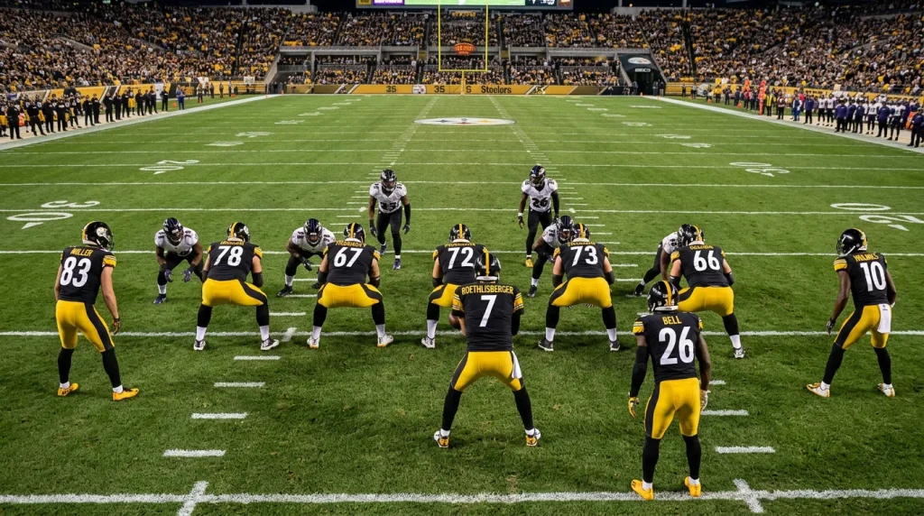 NFL offensive formation with snap count percentages overlaid showing playing time distribution for prop analysis